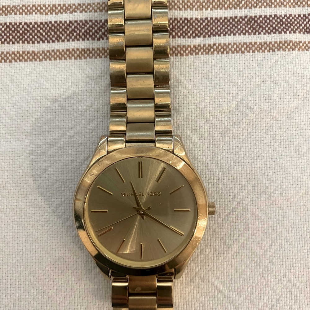 Michale Kors Slim Runway Gold-Tone Stainless Steel Watch